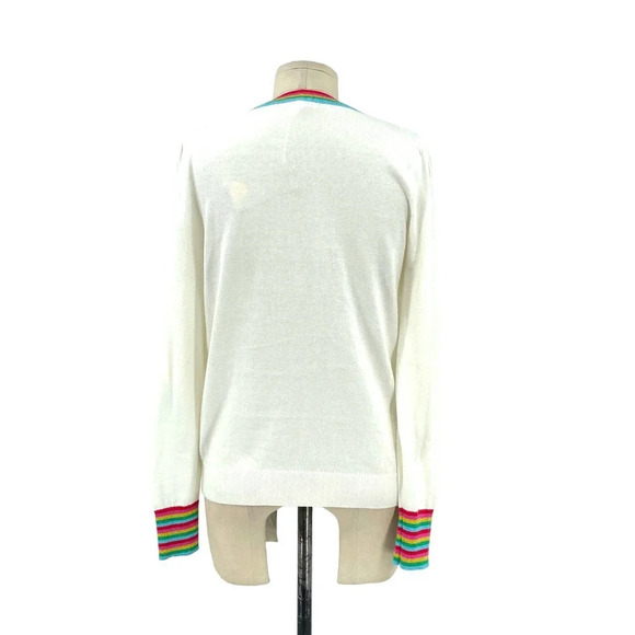 Boden Lytton Sparkle Cardigan Sweater‎ Ivory Rainbow Style US 4 - Picture 6 of 8